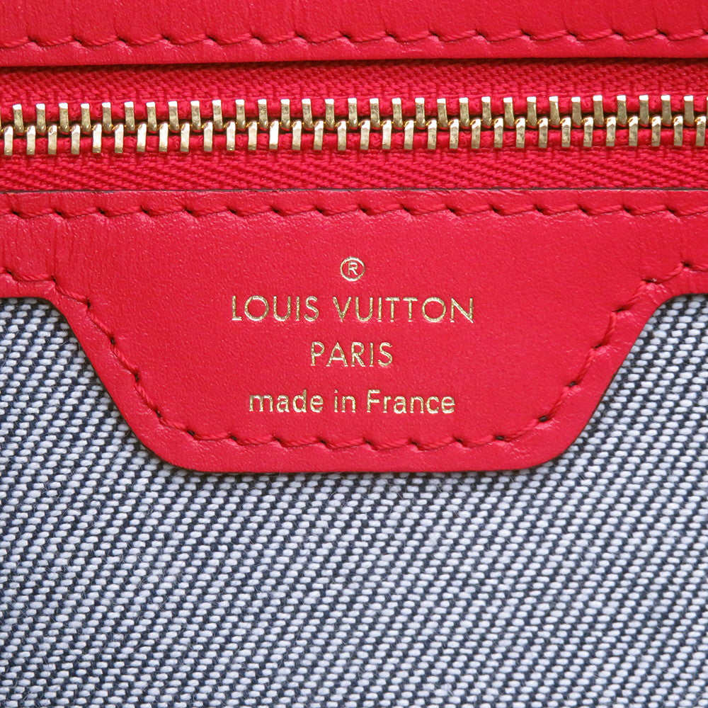 LOUIS VUITTON Onthego Blue/RedM44992 Monogram Denim Leather Size GM