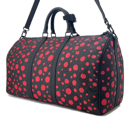 LOUIS VUITTON LV × YK Keepall Bandouliere Yayoi Kusama Noir/RedM21674 Taurillon Monogram Infinity Dot Size 50