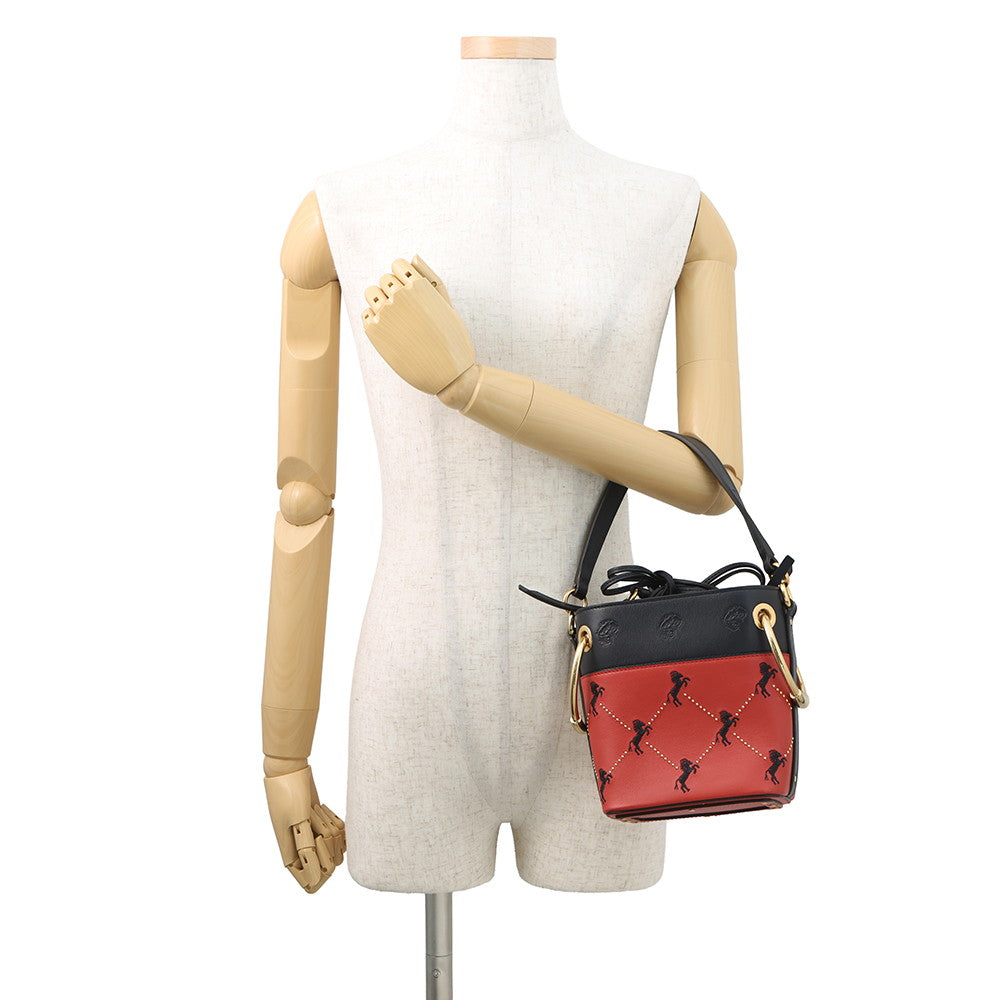 Chloe Roy 2-Way Bucket Shoulder Bag Red/BlackCHC18WS128A50647 Leather Canvas Size Mini