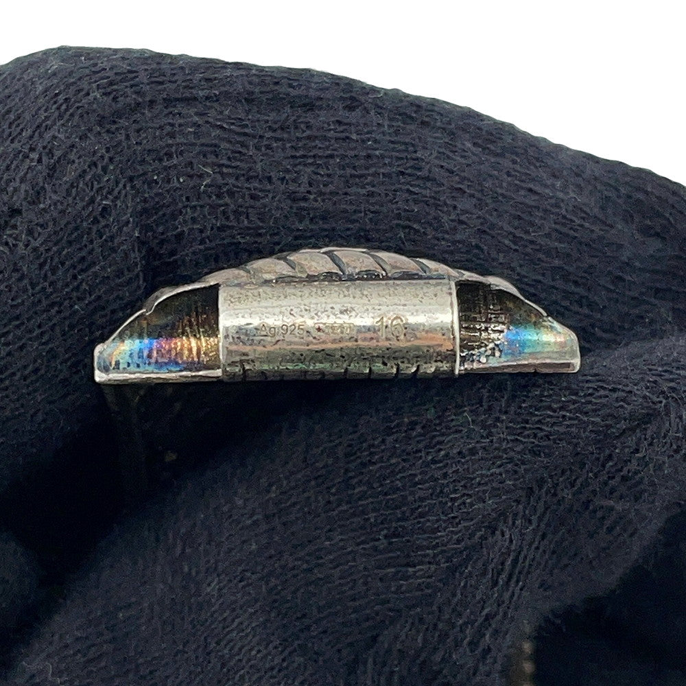 GUCCI Interlocking G Flower Bangle Size 16 Silver/Green SV925