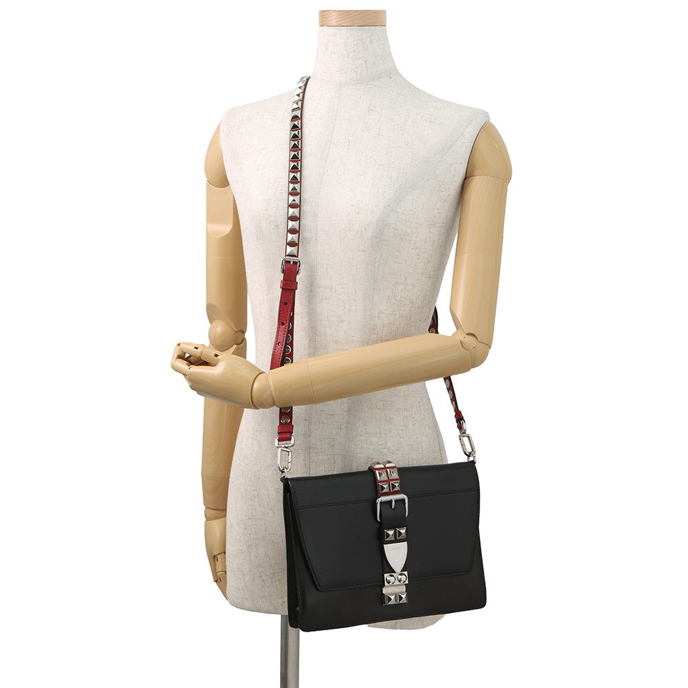 PRADA Electra Studded Shoulder Bag Black1BD120 Leather