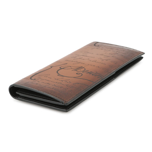 Berluti Calligraphy Espace Flap Long Wallet Brown Leather