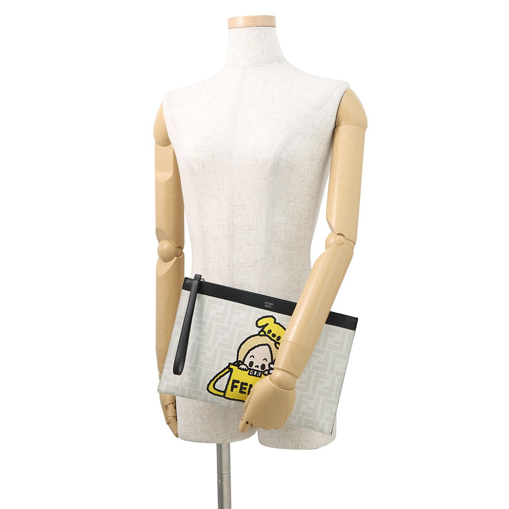 FENDI Taroout Collaboration Clutch Bag White/Yellow/Black7N0134 PVC Leather