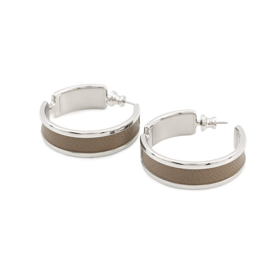 HERMES Olymp Earrings Etoupe Metal Epsom