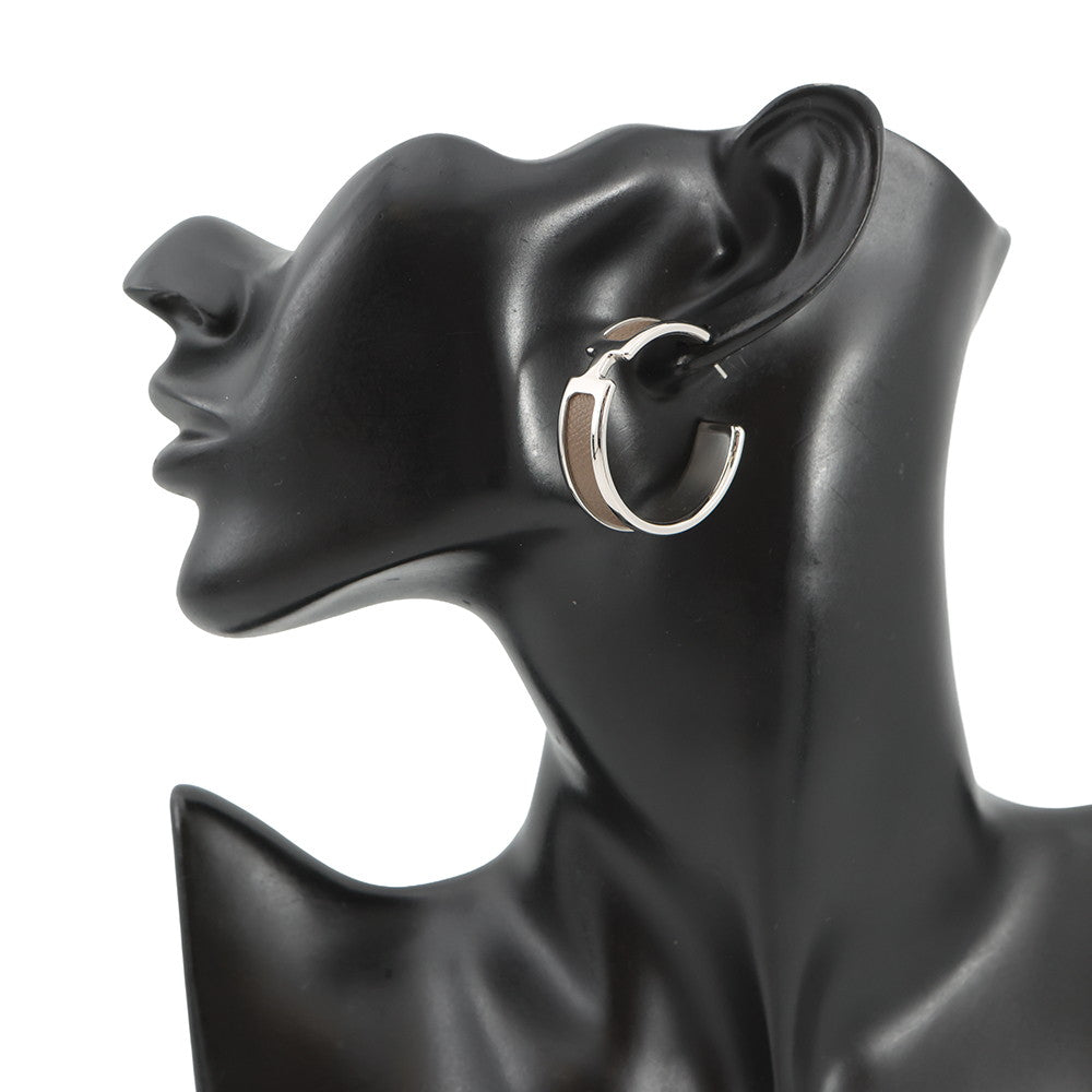 HERMES Olymp Earrings Etoupe Metal Epsom
