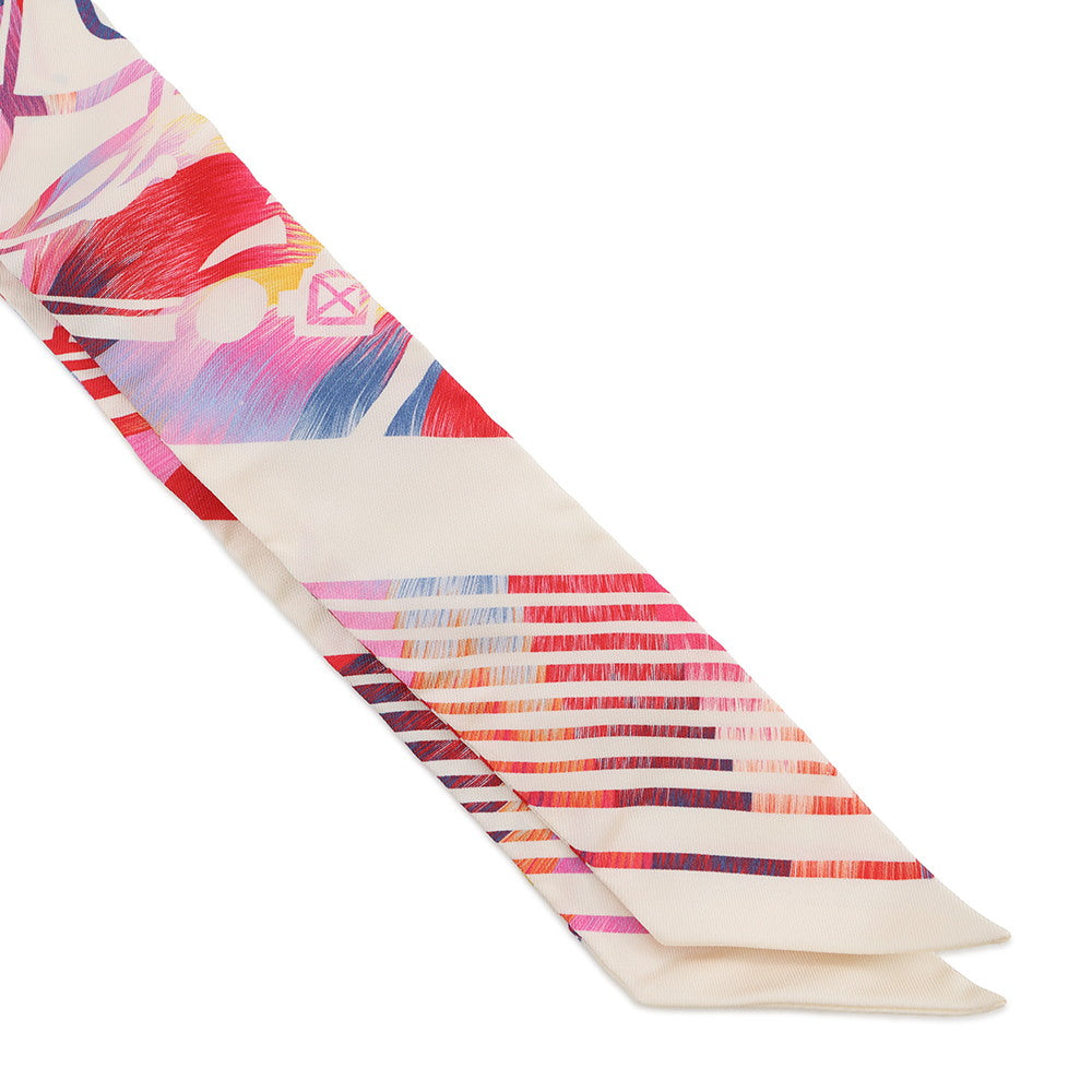 HERMES Twilly MarbleSilk EX-LIBRIS Kyoto Marble Pink/White/Blue Silk100%