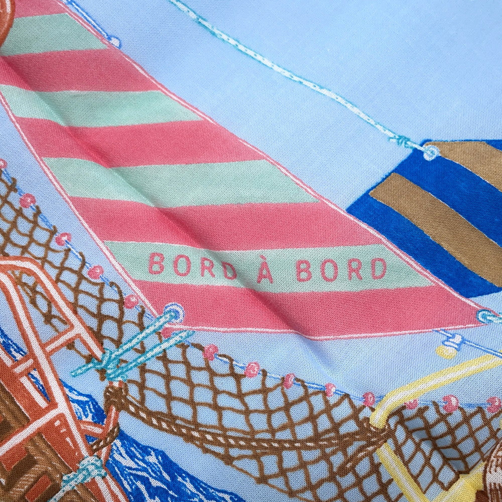 HERMES Carre ≪Board-a-Board≫ Size 80 Blue Ciel/Green/Multicolor Cotton100%