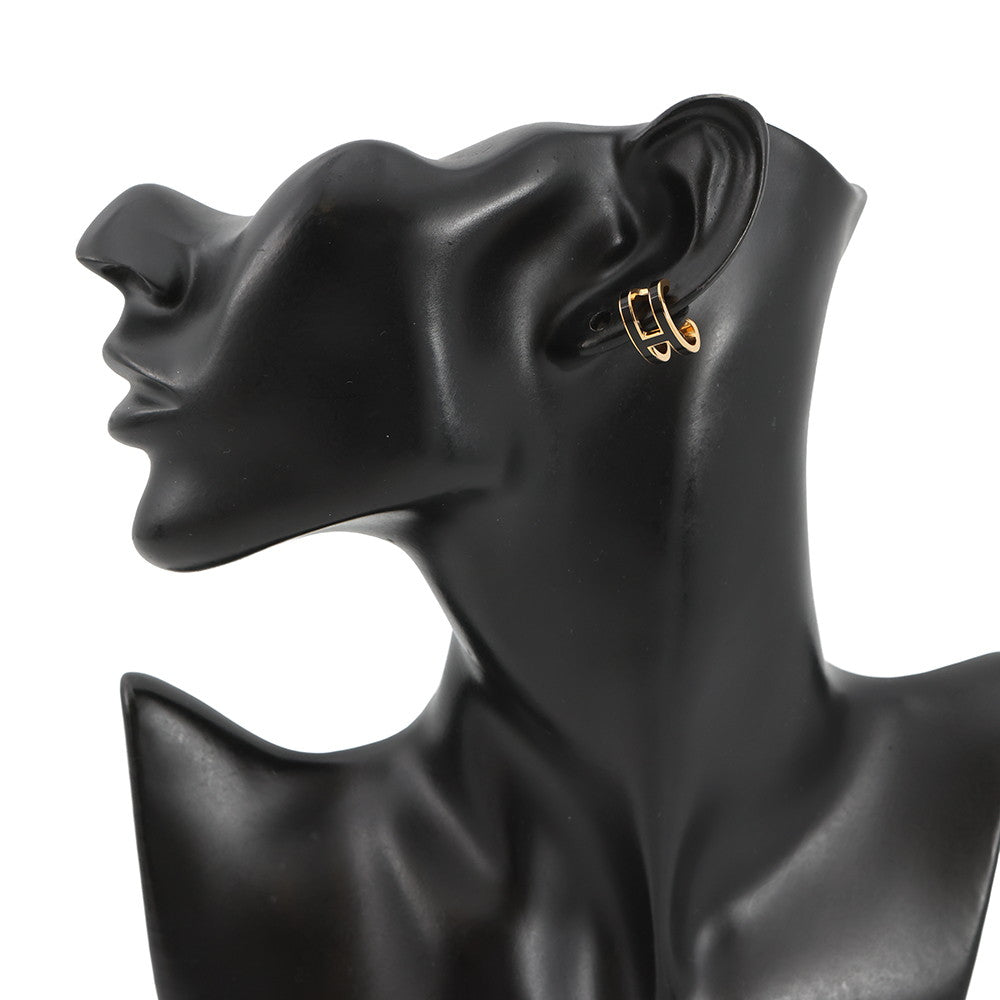 HERMES Ear cuff Pop H Black Gold Plated Lacquer