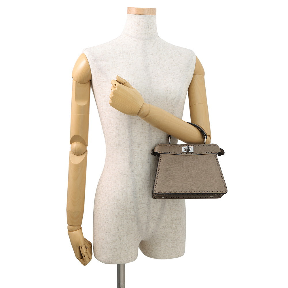 FENDI Peekaboo Selleria I see you Gray8BN335 Leather Size Petit