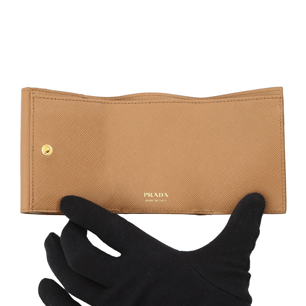 PRADA Tri-fold wallet Beige1MH042 Leather