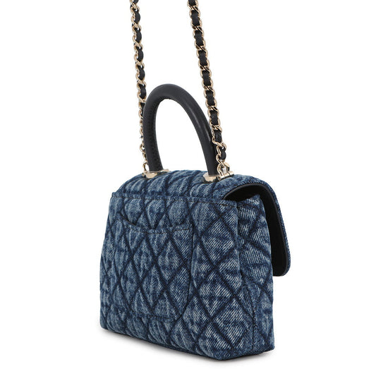 CHANEL Coco Handle 2wayChainShoulder BlueAP4244 Washed Denim Calf Leather Size Mini mini
