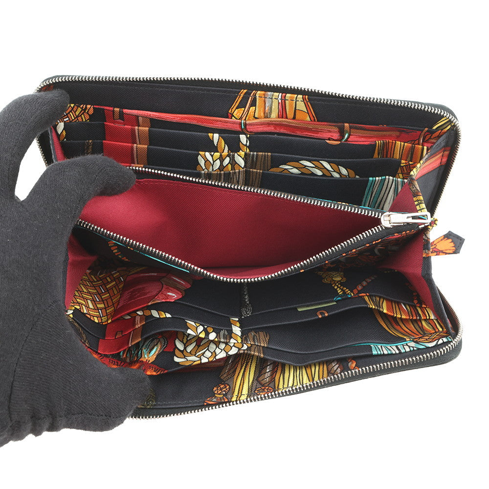 HERMES Azap Long silk in Black Epsom