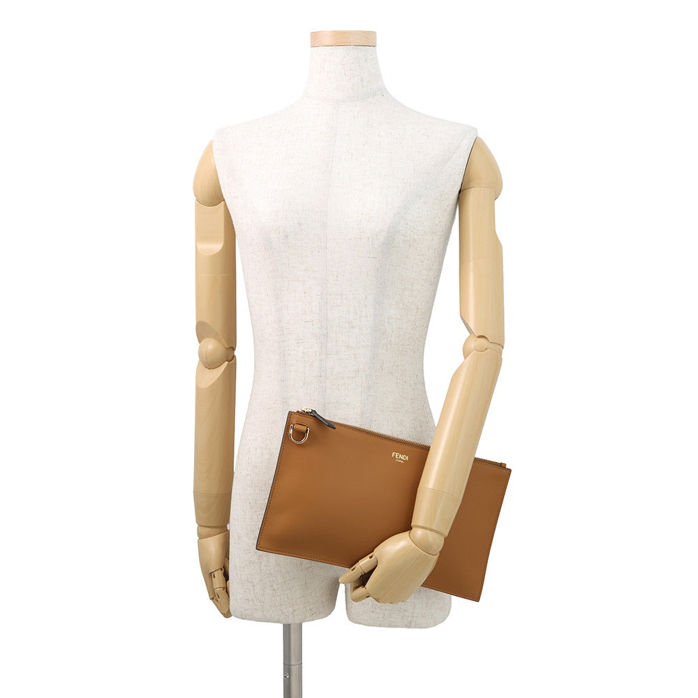FENDI Clutch Bag Brown8N0149 Leather