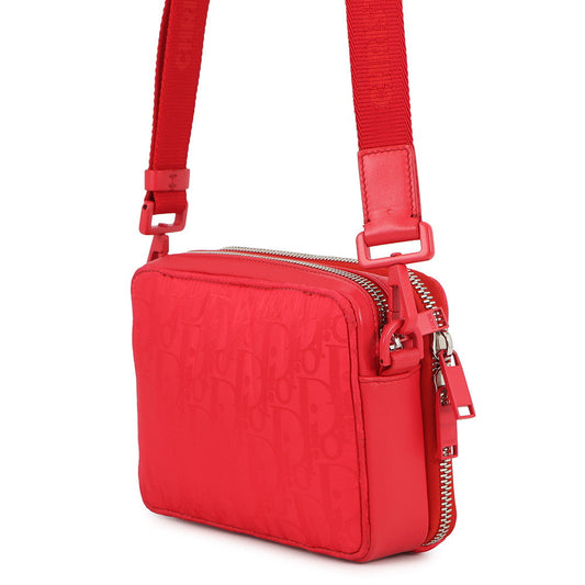 Dior ERL Collaboration Mirage Zip Pouch Shoulder Bag Red2ESBC119RAY Nylon Leather Canvas
