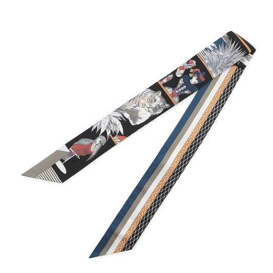 HERMES Twilly Grand Théâtre Nouveau Black/Etoupe/Terracotta Silk100%