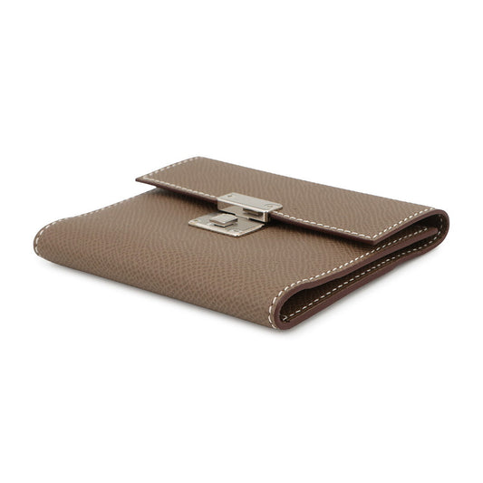 HERMES Clic Card Case Etoupe Epsom