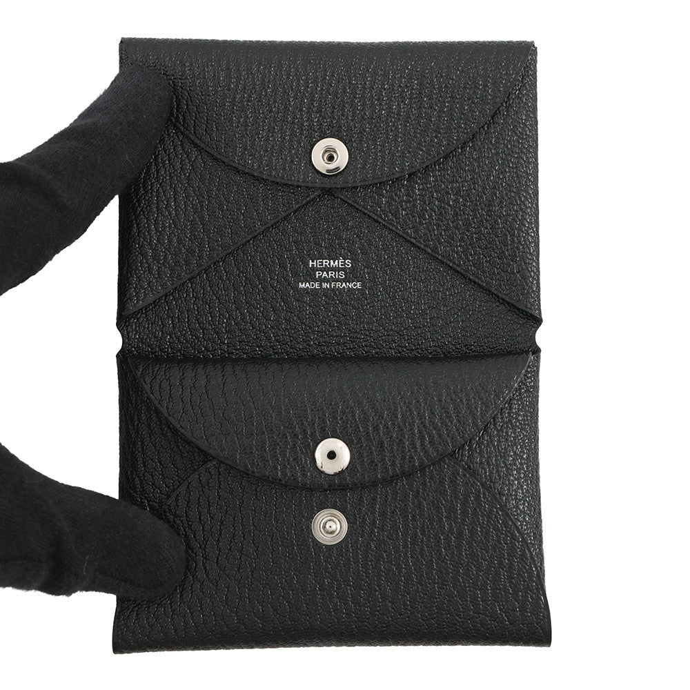 HERMES Calvi Duo Black Chevre Myzore Goatskin