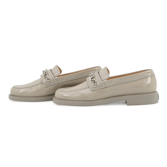 CHANEL Chain logo loafers Light GrayG37430 Patent Leather Size 37