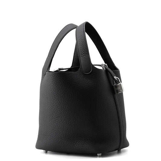 HERMES Picotin Lock Black Taurillon Clemence Size PM