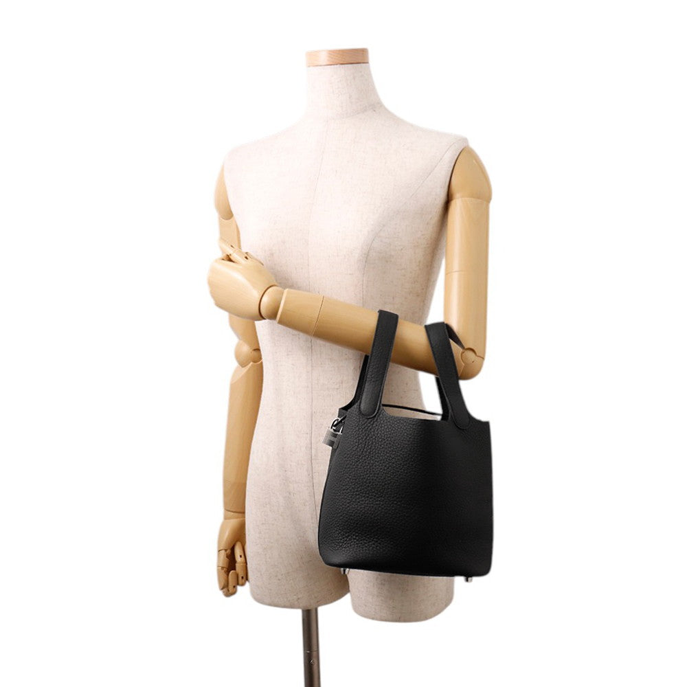 HERMES Picotin Lock Black Taurillon Clemence Size PM