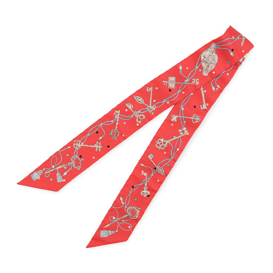 HERMES Twilly Leclapore Grenadine/Beige/Multicolor Silk100%