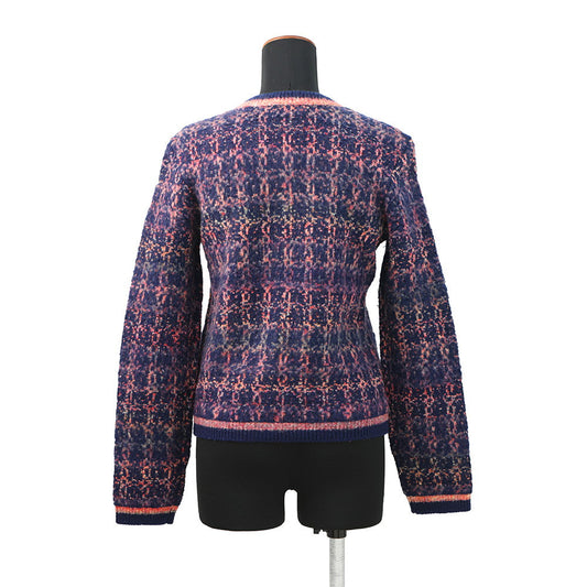 CHANEL Tweed KnitJacket Size 38 Navy/Pink/MulticolorP72941 Cashmere65% Wool 31% Nylon4%