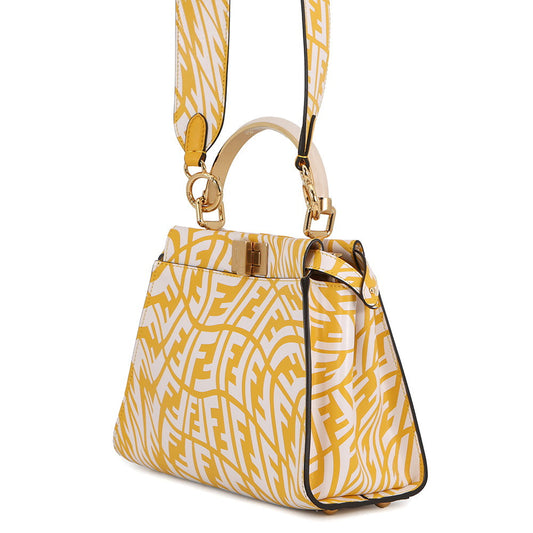 FENDI FF Verdigo Peekaboo Yellow/White8BN244 Leather Size Mini