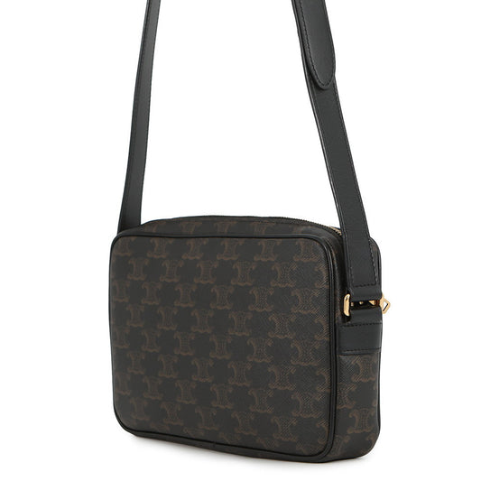 CELINE Triomphe messenger bag Black/Brown194502CIM.38NO PVC Leather Size Medium