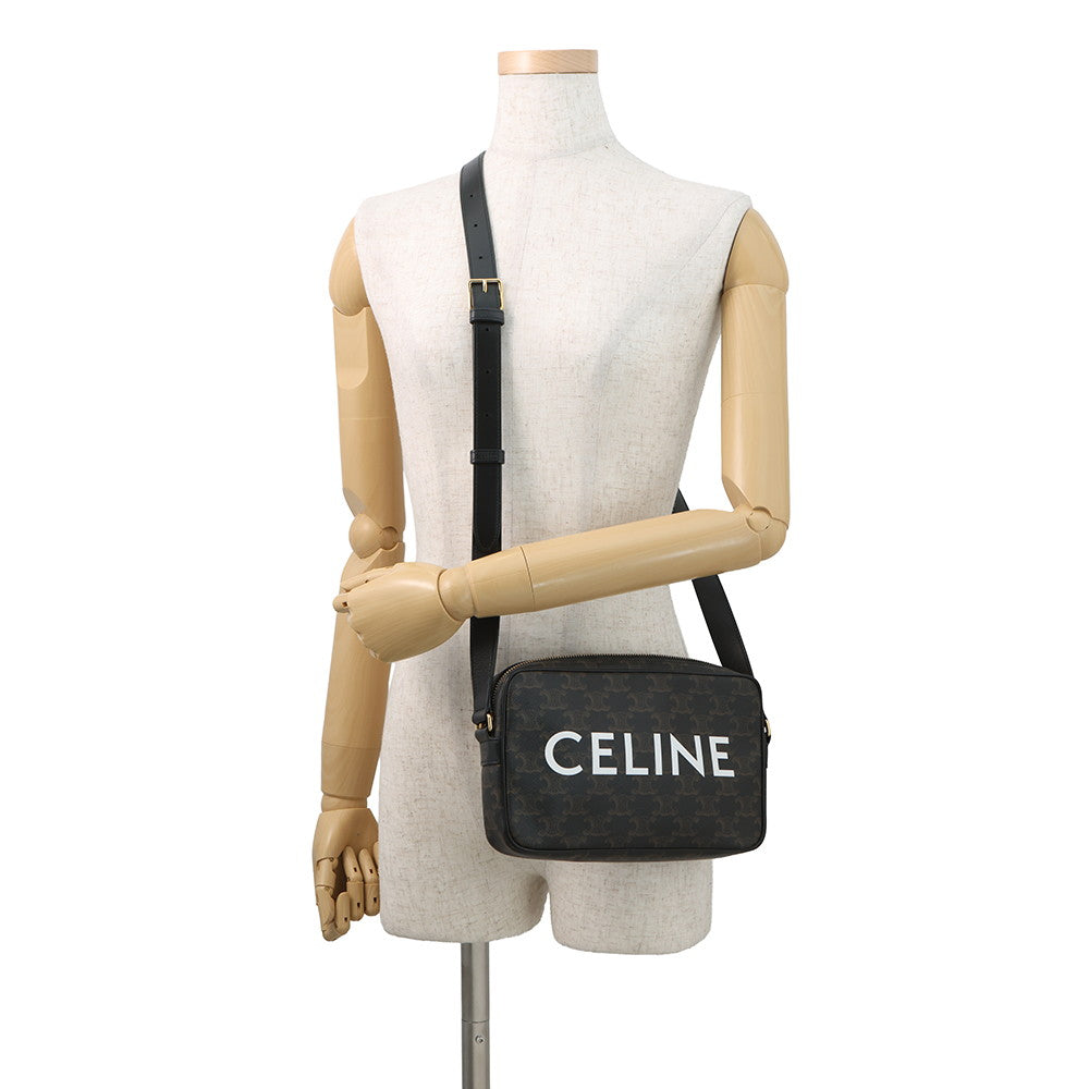 CELINE Triomphe messenger bag Black/Brown194502CIM.38NO PVC Leather Size Medium