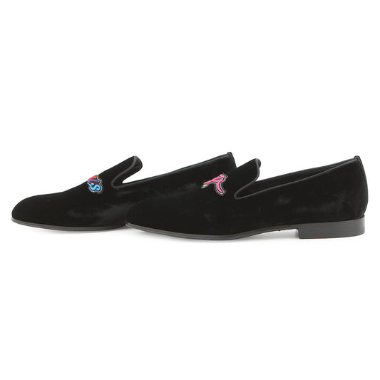 LOUIS VUITTON Auteuil loafers Black/Multicolor Velour Size 5H