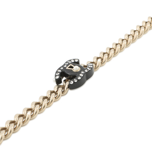 CHANEL CC Logo Key Choker Metal Rhinestone Faux Pearl