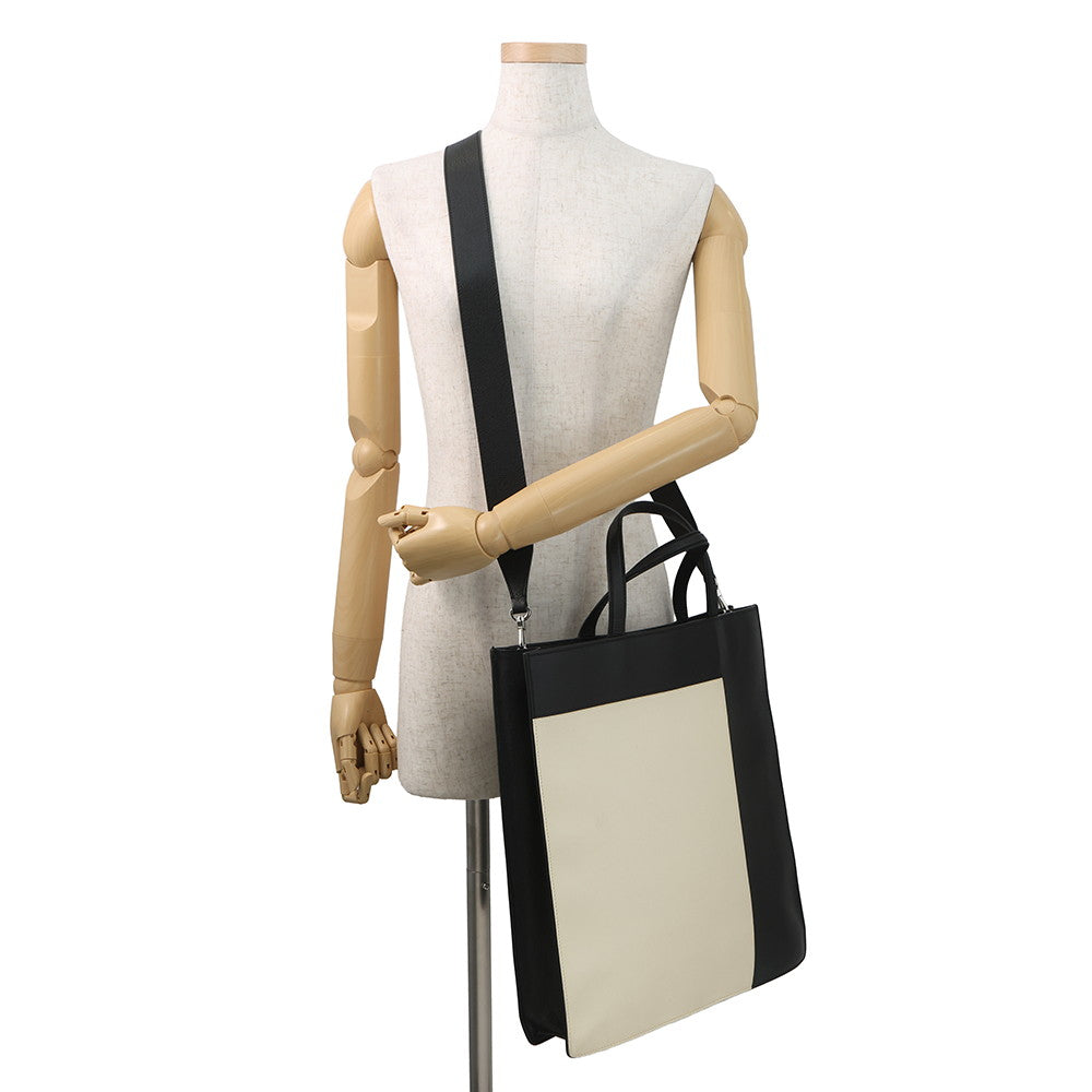 Valextra Valextra 2-Way Tote Black/Ivory Leather