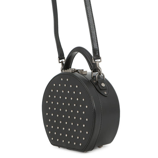 SAINT LAURENT PARIS Mikabox Studded 2WAY Handbag Black544378 Leather