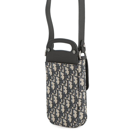 Dior Oblique Saddle Vertical Pouch Black/Beige/Navy2ADCA446YKS Leather Canvas