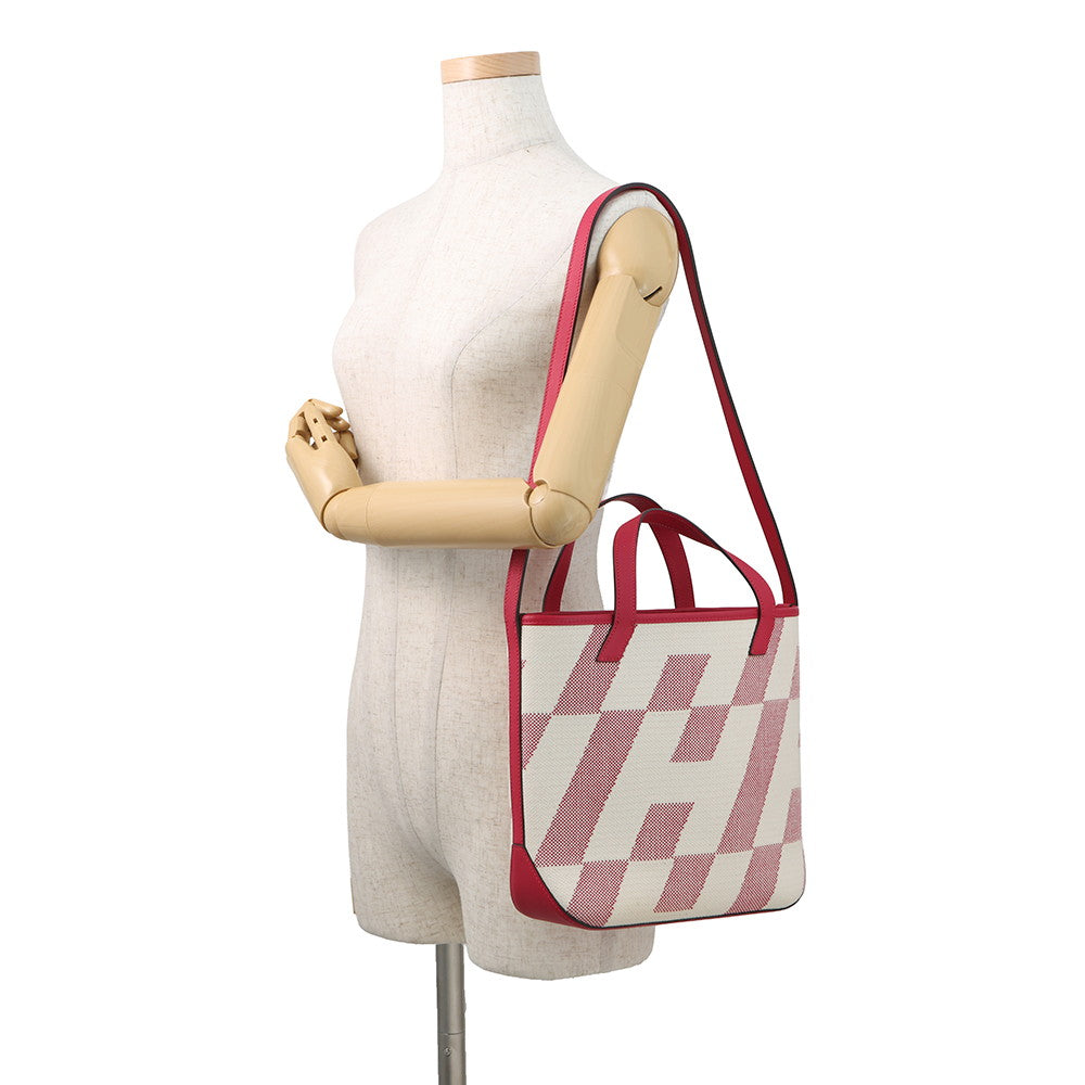HERMES H Ambie Framboise Toile H Swift Leather Size PM