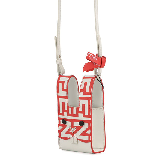 FENDI Marc Jacobs Mini Bustina Bunny Shoulder Bag White/Red7SA169 Leather