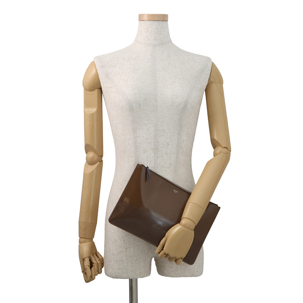 CELINE Clutch Bag Brown Leather