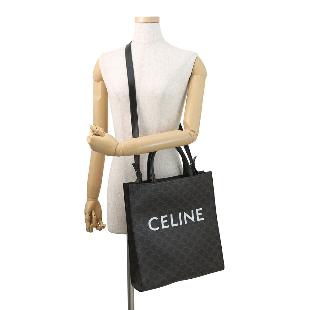 CELINE Vertical Cabas Brown/Black194432 PVC Leather Size Medium