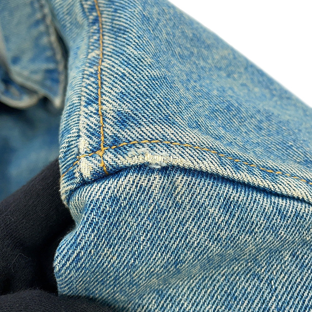 PRADA Oversized distressed organic denim shirt Size 36 Mid blueGFC036 Denim