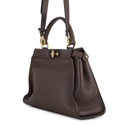FENDI Peekaboo Icy You Brown8BN321 Leather Size Medium