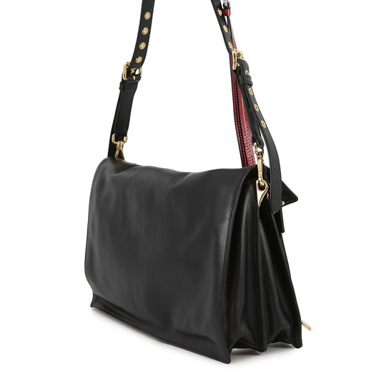 PRADA Soft Sound Large Leather Shoulder Bag Black1BD378 Leather Size Large