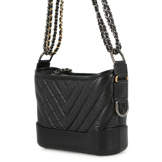 CHANEL Gabrielle de Chanel BlackA91810 Aged Calf Leather Size Small