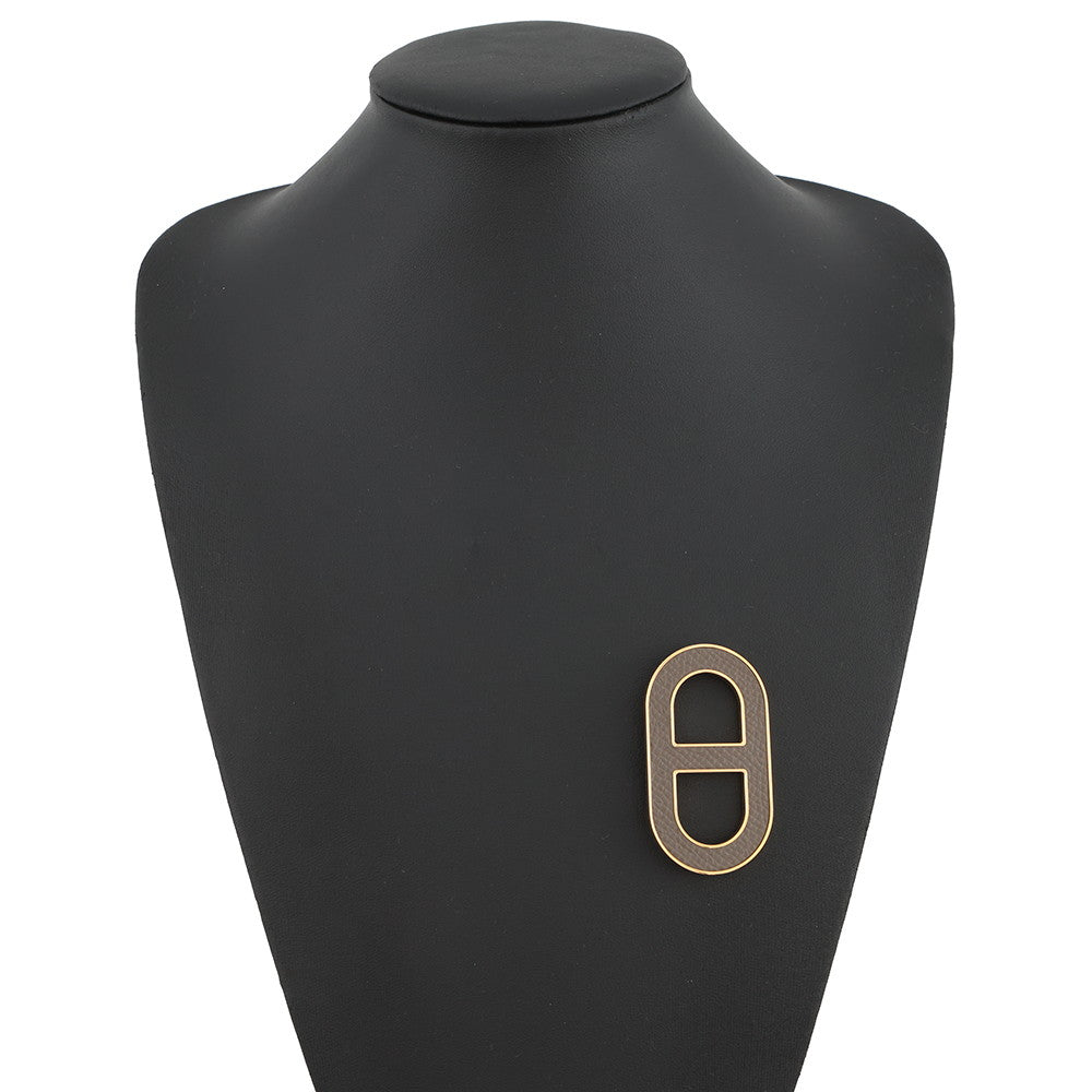 HERMES Chaine d'Ancre Brooch Etain Epsom Metal