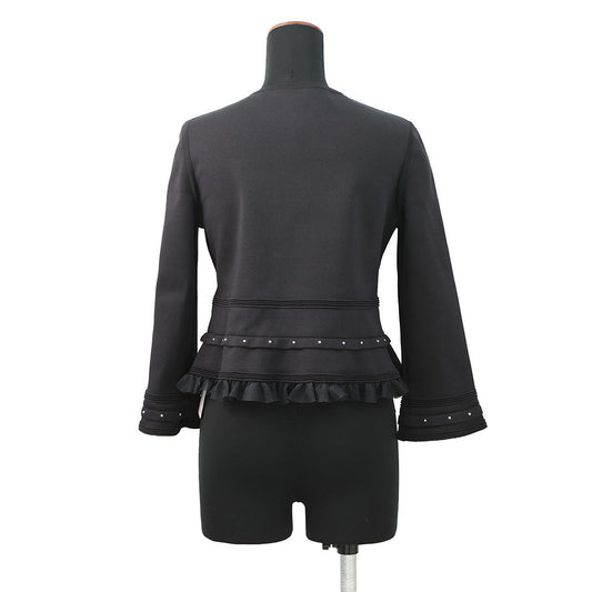 HERMES Zip-up Jacket Size 40 BlackH6E2222DR Silk79% Nylon22% Polyurethane2%