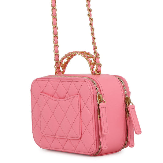 CHANEL Matelasse Small Vanity Bag CoralPinkAS3221 Caviar Leather