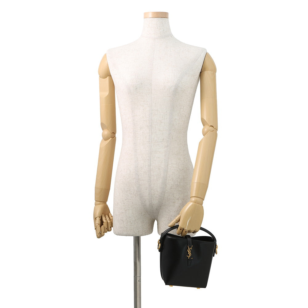 SAINT LAURENT PARIS LE 37 Bucket 2-Way Shoulder Bag Black765870 Calf Leather Size Mini