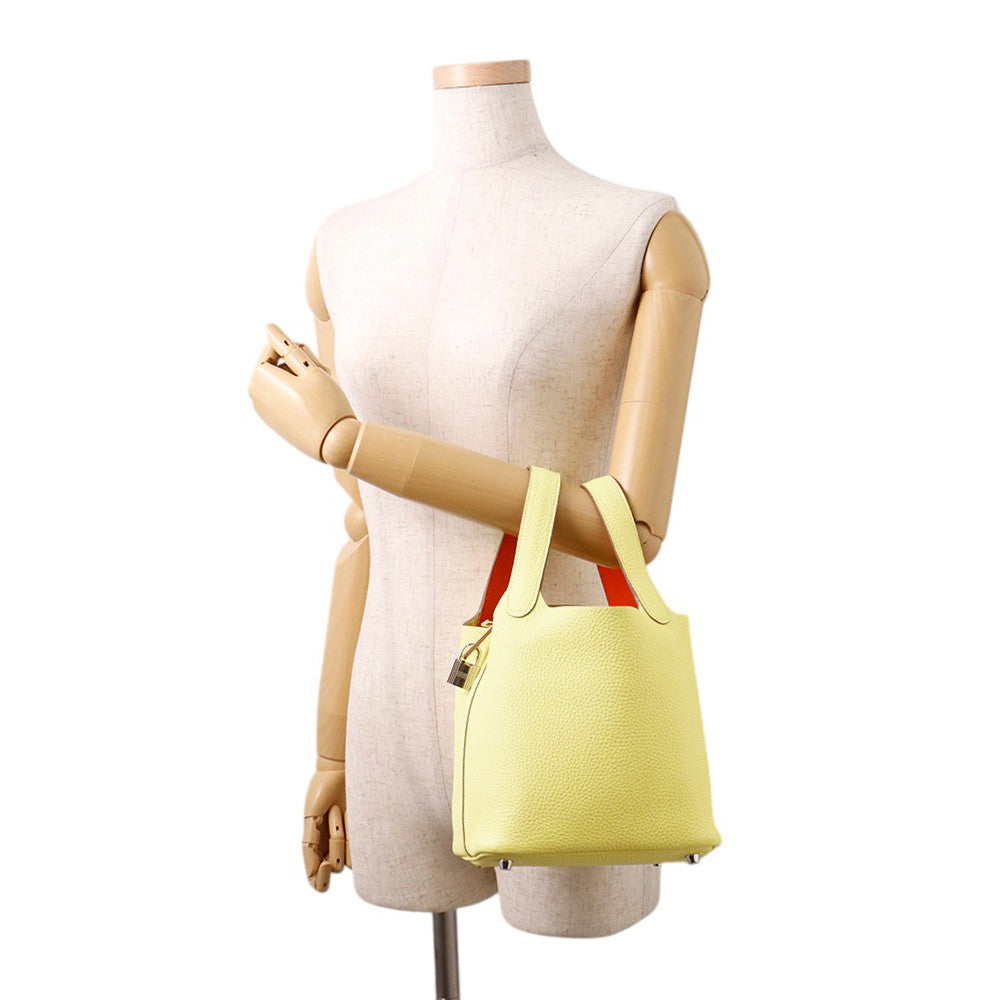 HERMES Picotin Lock Eclat Limoncello/Orange Minian Taurillon Clemence Swift Leather Size PM