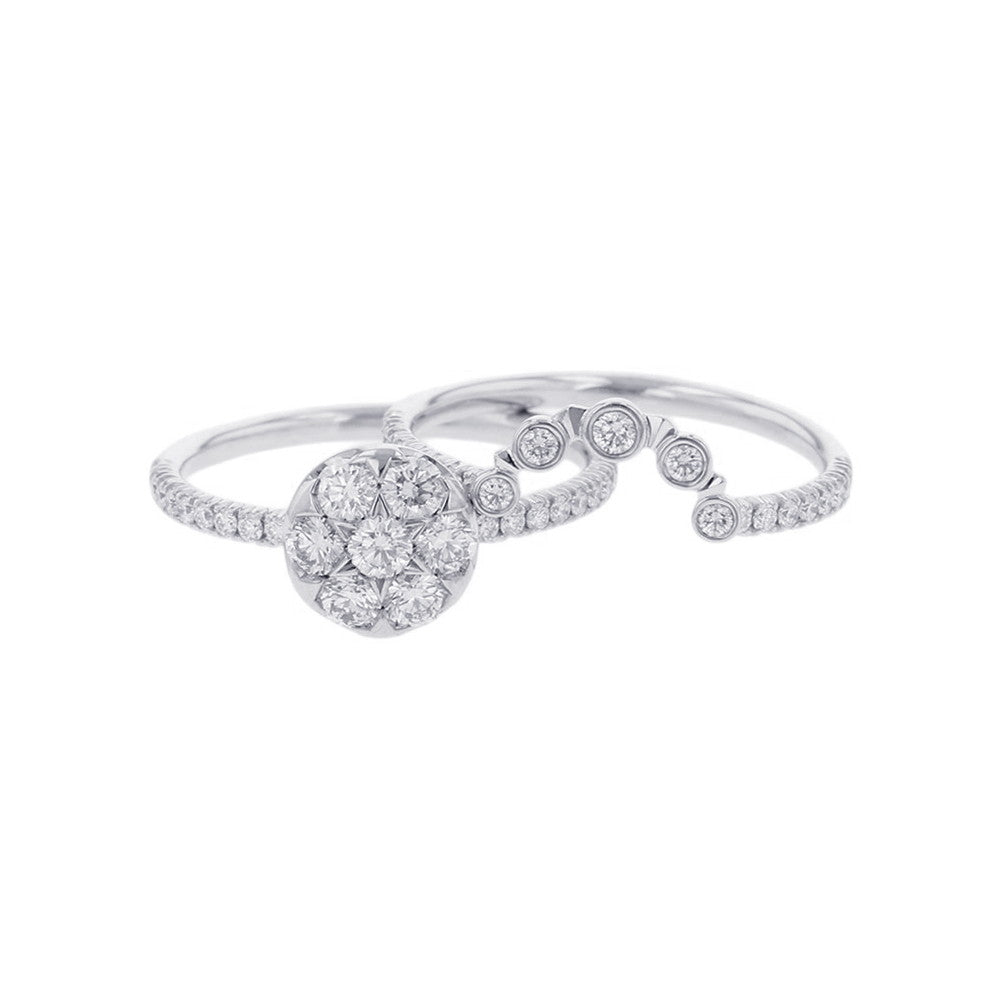 CARTIER Etincelle De Cartier Double Ring Size 51/#11B4223151/B4223100 18K White Gold