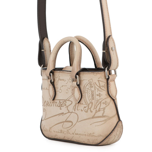 Berluti Calligraphy Jules 2WAY Handbag Beige scritto leather Size Nano