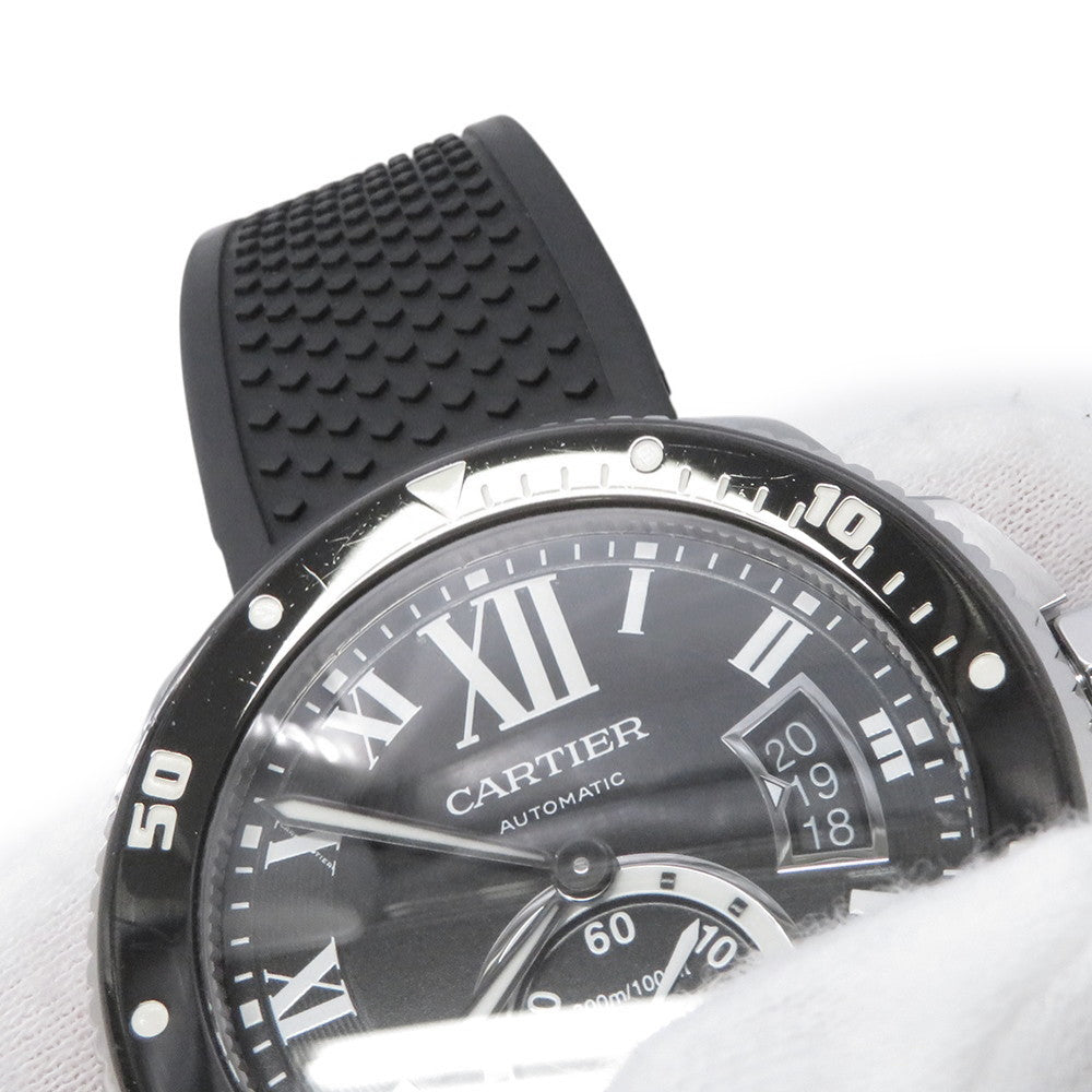 CARTIER Calibre de Cartier W42mm Stainless Steel Rubber Black DialW7100056